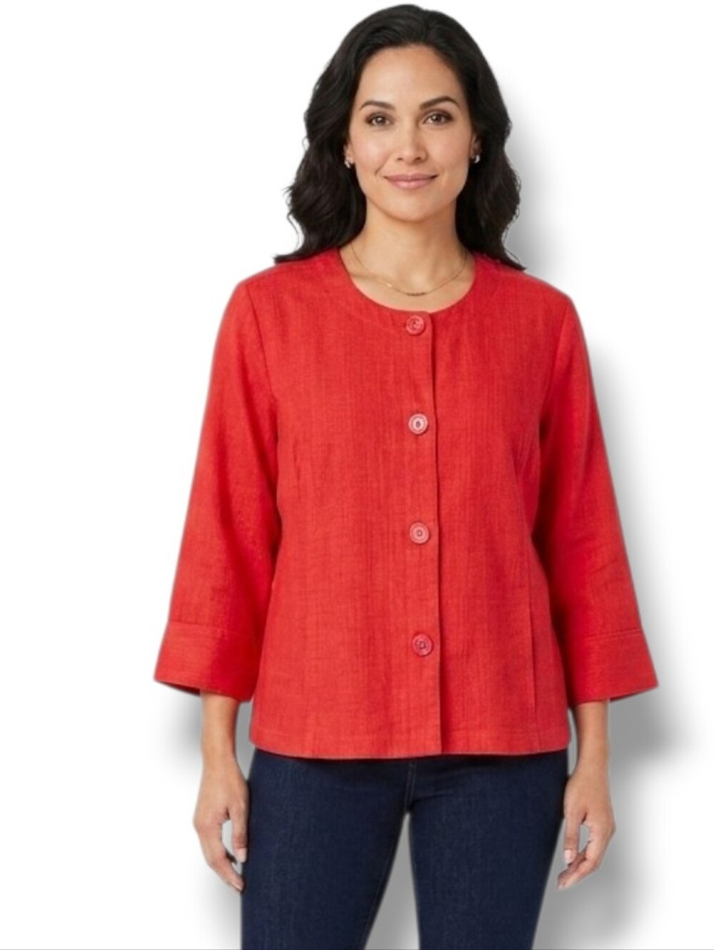 Vintage Shaver Lake Red Corduroy Cropped 3/4 Sleeve Button Front Blazer 2x